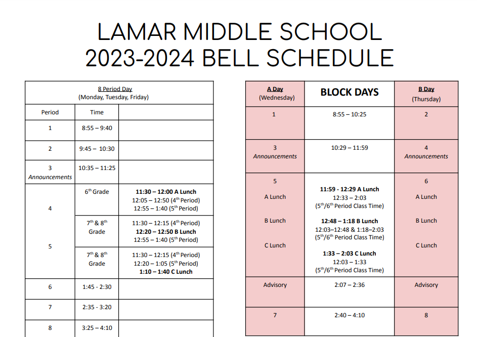 Bell Schedule